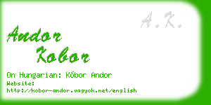 andor kobor business card