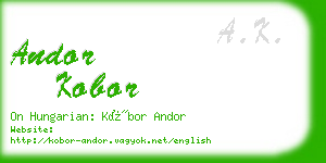 andor kobor business card